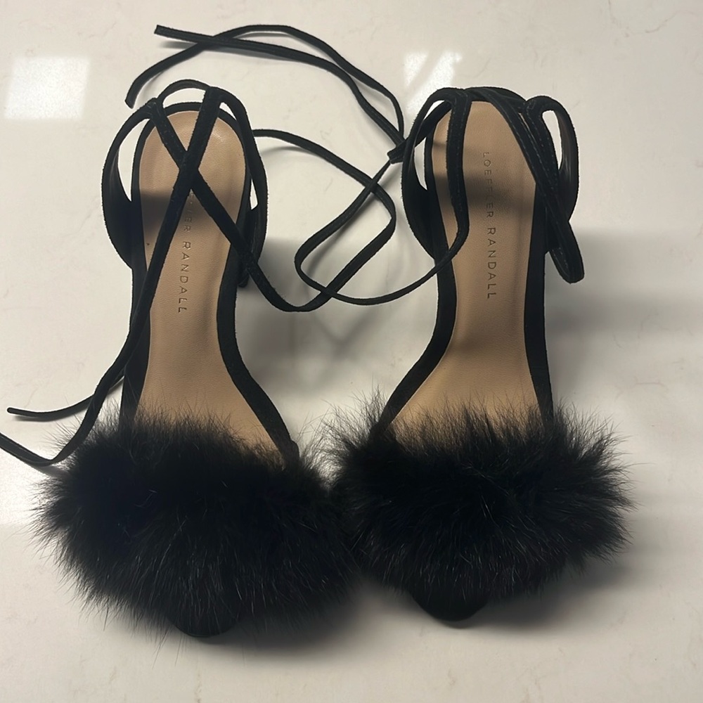 loeffler randall fluffy tie up block heel